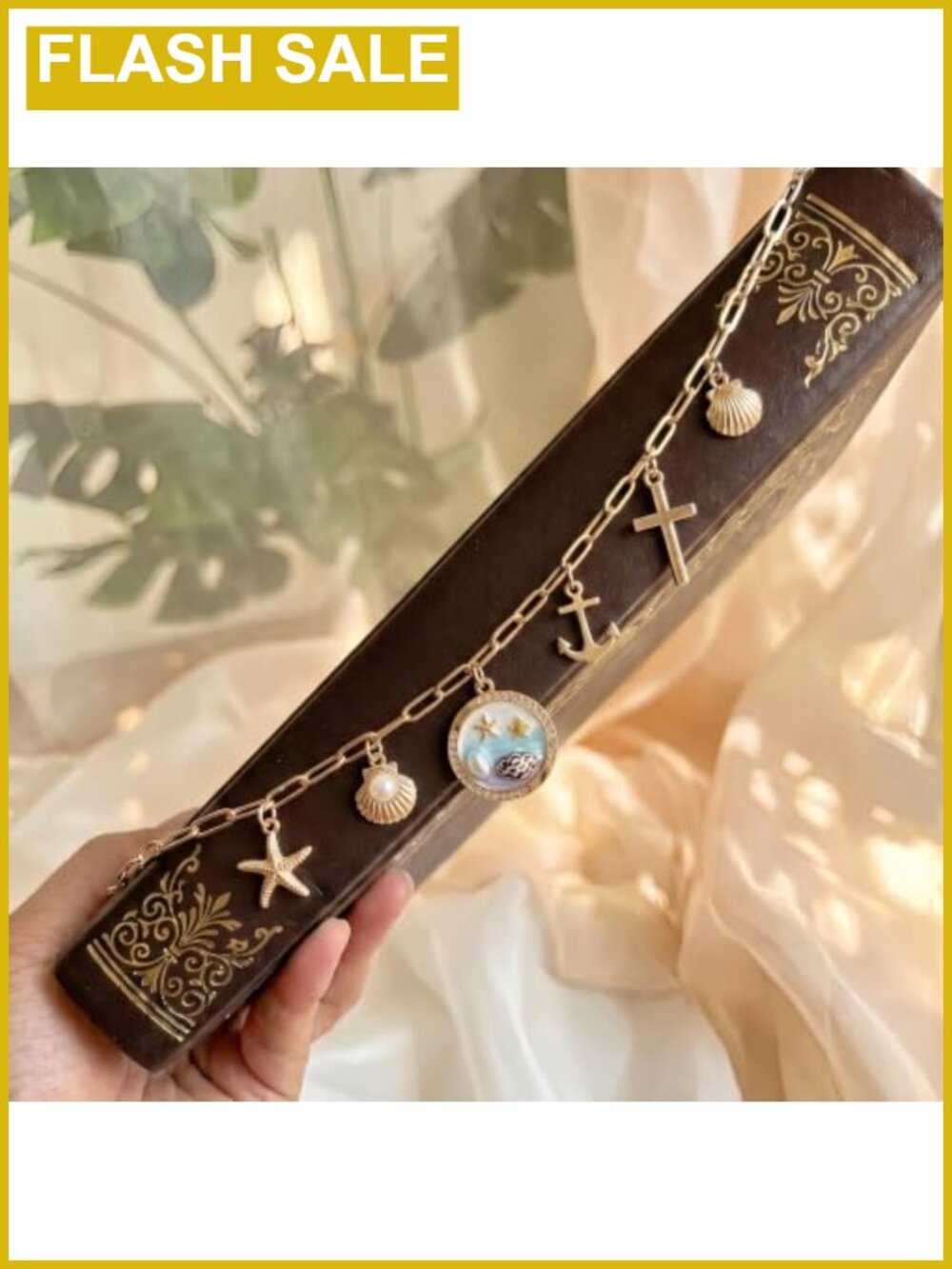 Metal Bible Charm Chain Bookmark 20in Cross Faith Gift